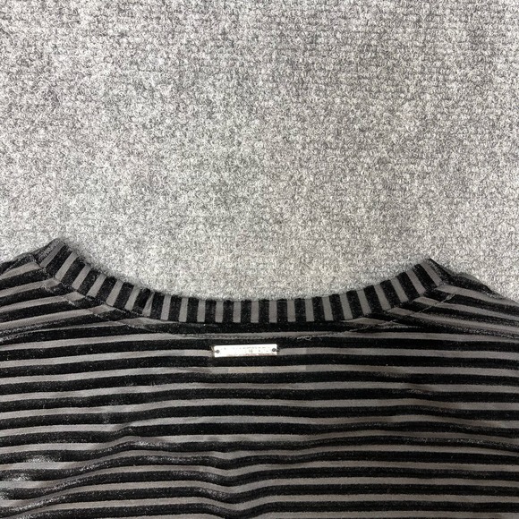 Michael Kors Women's Blouse Size Medium Black and Gray Striped Bell Sleeve - Picture 5 of 11